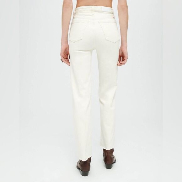 NWT  RE/DONE 70s High Rise Stove Pipe frayed straight-leg jeans - Picture 3 of 13